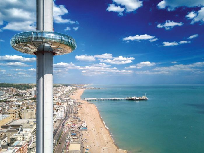 View of Brighton i360 and Brighton coastline
