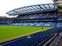 Chelsea FC Stadium grounds and seats on cloudy day