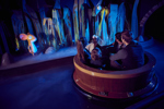 Family sat on magical riverboat at the Gruffalo River Ride Adventure Chessington 