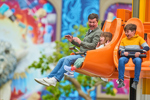 Family enjoying Flight of the Sky Lion Ride at Legoland Windsor Resort
