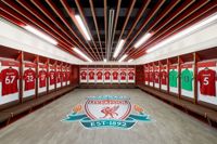 Dressing room at Liverpool Stadium Tour