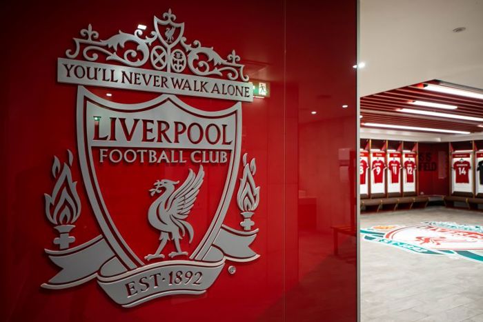 Anfield logo at Liverpool Stadium Tour