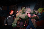 Couple posing with the hulk in Marvel Zone at Madame Tussauds Blackpool