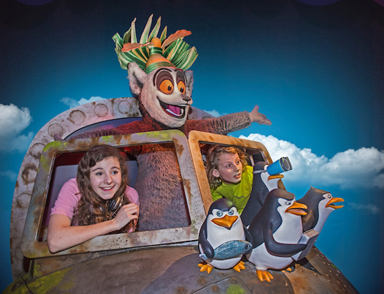 Kids happy with King Julian at Shrek's Adventure