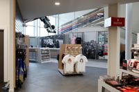 Inside Silverstone museum cafe and shop