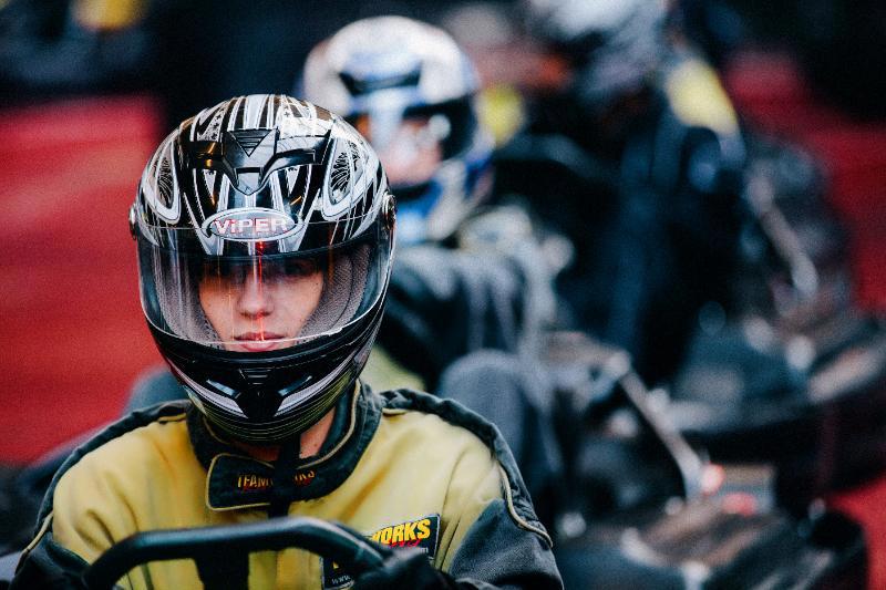 Close up of person kart racing at TeamWorks