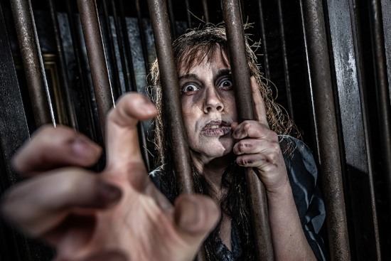 Woman trapped behind prison bars at York Dungeon