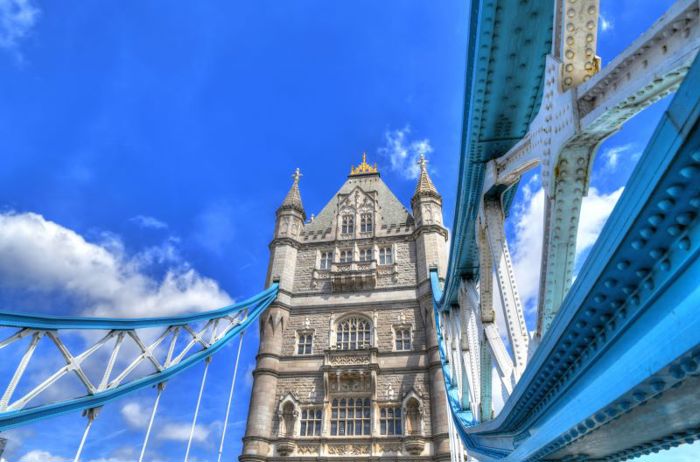 Close up of Tower Bridge and suspension structure