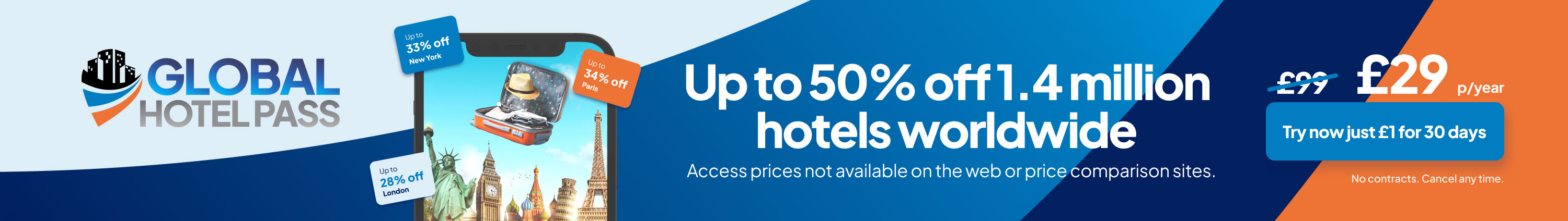 Exclusive Hotel Rates for Members Only - £1 Trial then £29