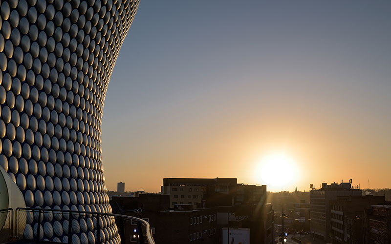 View of Birmingham at sunset